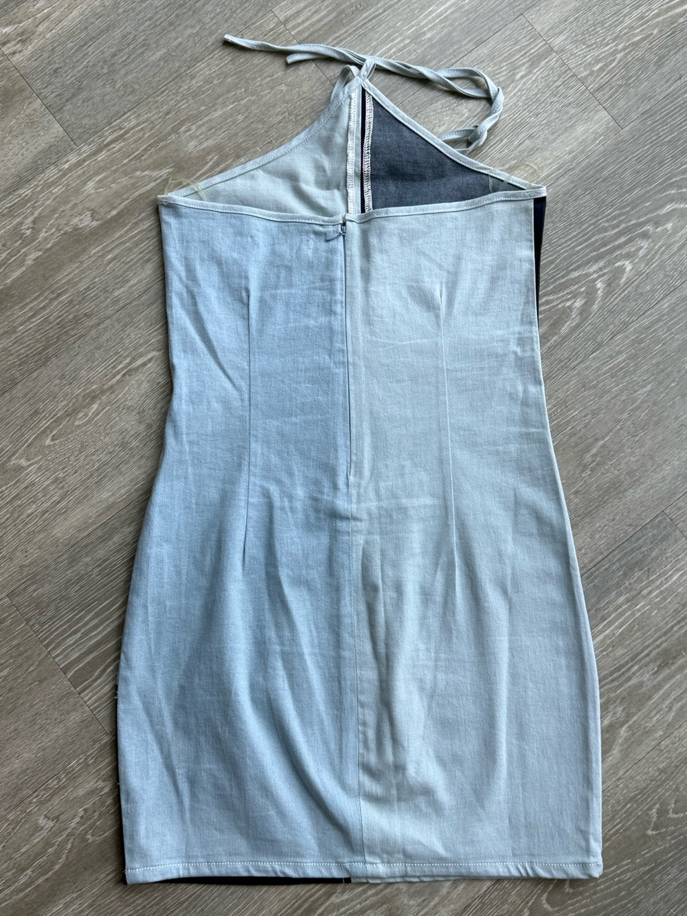 Blue Blush Colorblock Halter Mini Dress in Navy & Light Blue - Picture 3 of 4